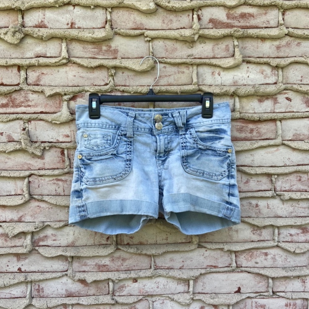 Light-Wash Cuffed Jean Shorts